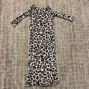 Posh Peanut Lana Leopard Tan Knotted Gown With Zipper Newborn